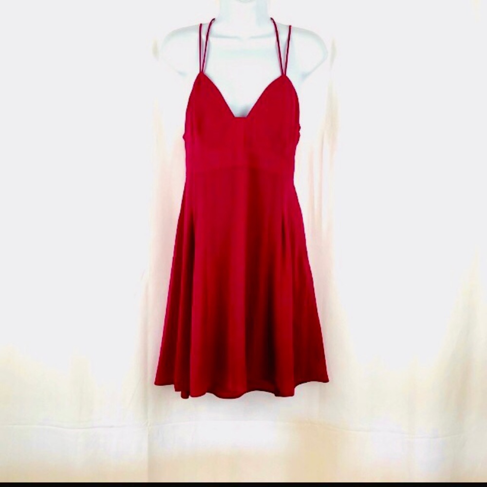 Express Red Sundress With Keyhole Open Back Doubl… - image 1